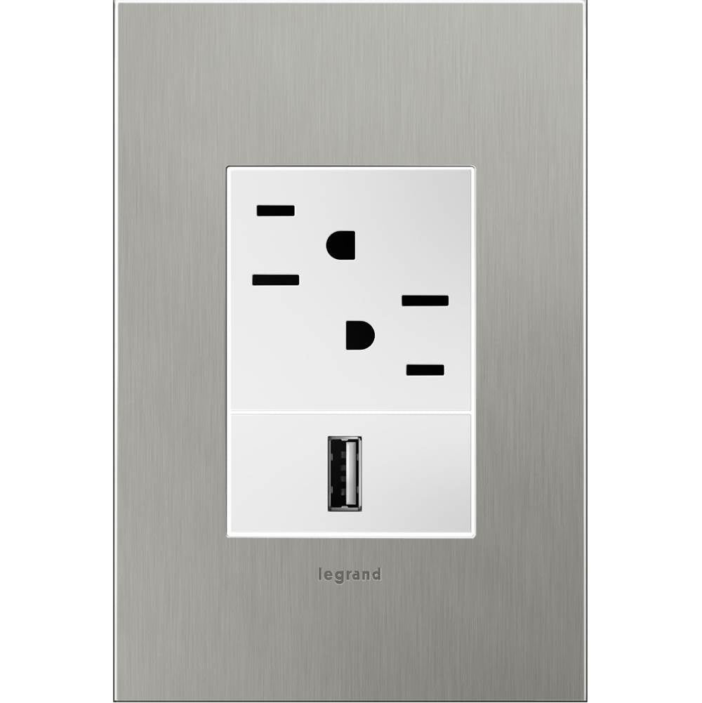 Brushed Stainless Steel, 1-Gang + Wall Plate
