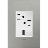 Brushed Stainless Steel, 1-Gang + Wall Plate