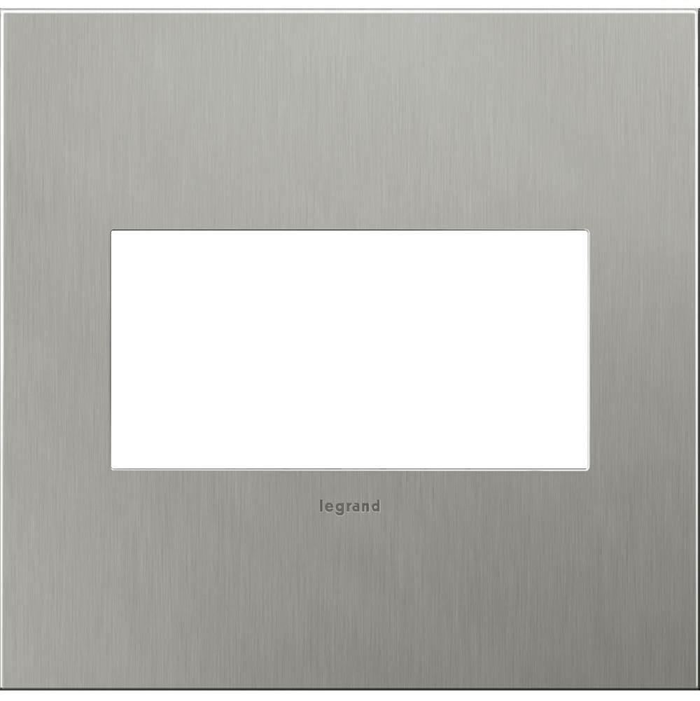 Legrand - Brushed Stainless Steel, 2-Gang Wall Plate - Brushed Stainless Steel
