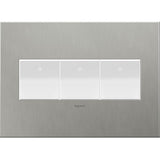 Legrand - Brushed Stainless Steel, 3-Gang Wall Plate - Brushed Stainless Steel