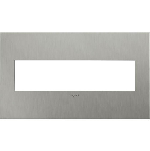 Legrand - Brushed Stainless Steel, 4-Gang Wall Plate - Brushed Stainless Steel