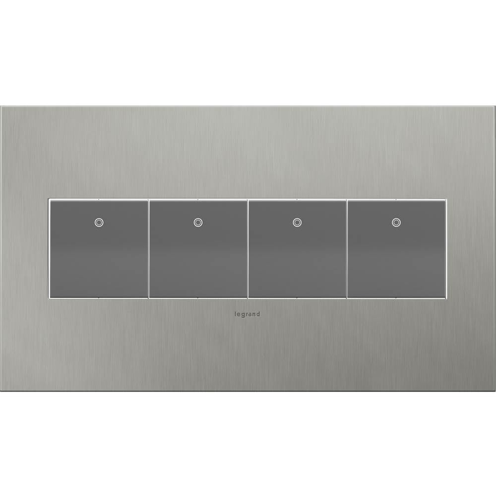 Brushed Stainless Steel, 4-Gang Wall Plate