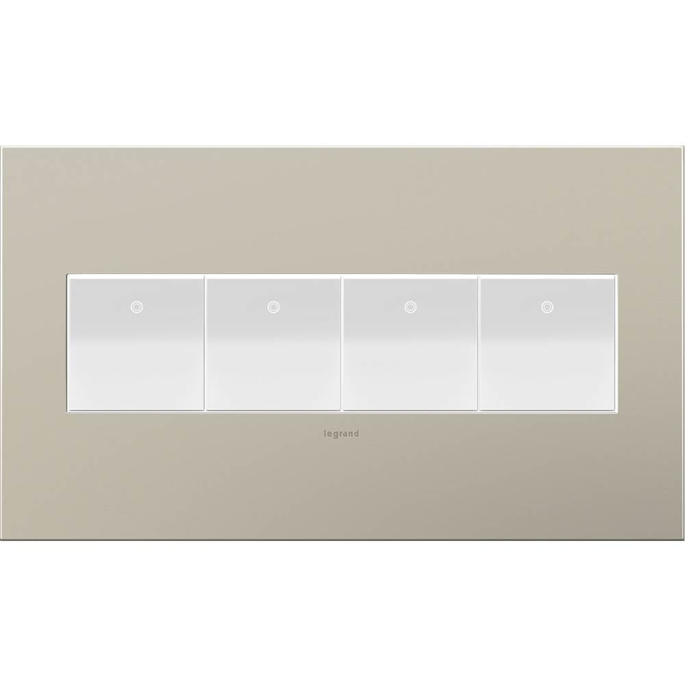 Brushed Stainless Steel, 4-Gang Wall Plate