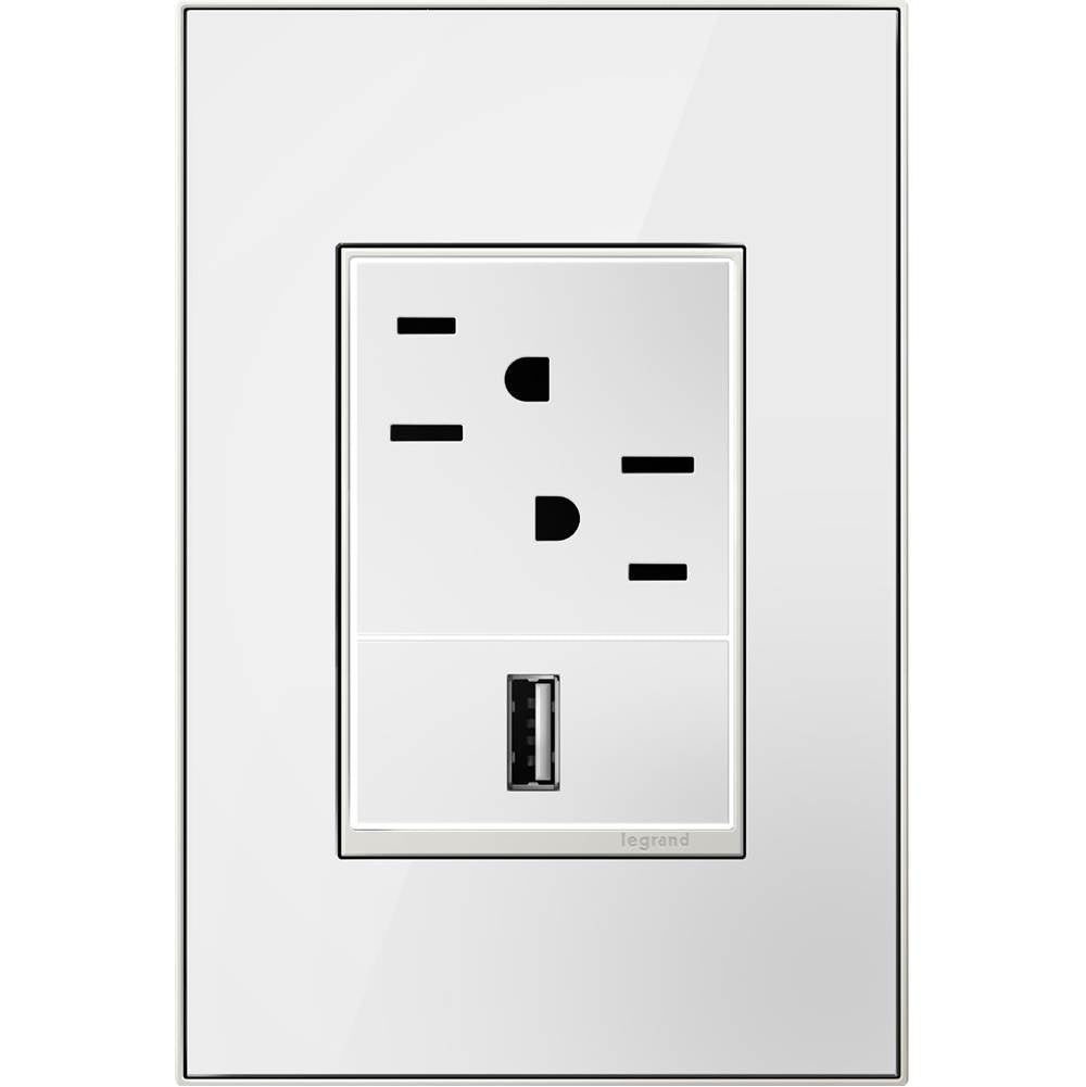 Legrand - Mirror White-on-White,  1-Gang + Wall Plate - Mirror White
