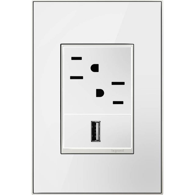 Legrand - Mirror White-on-White,  1-Gang + Wall Plate - Mirror White