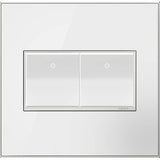 Legrand - Mirror White-on-White,  2-Gang Wall Plate - Mirror White