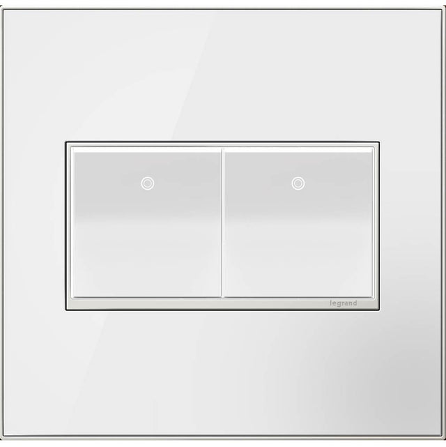 Legrand - Mirror White-on-White,  2-Gang Wall Plate - Mirror White