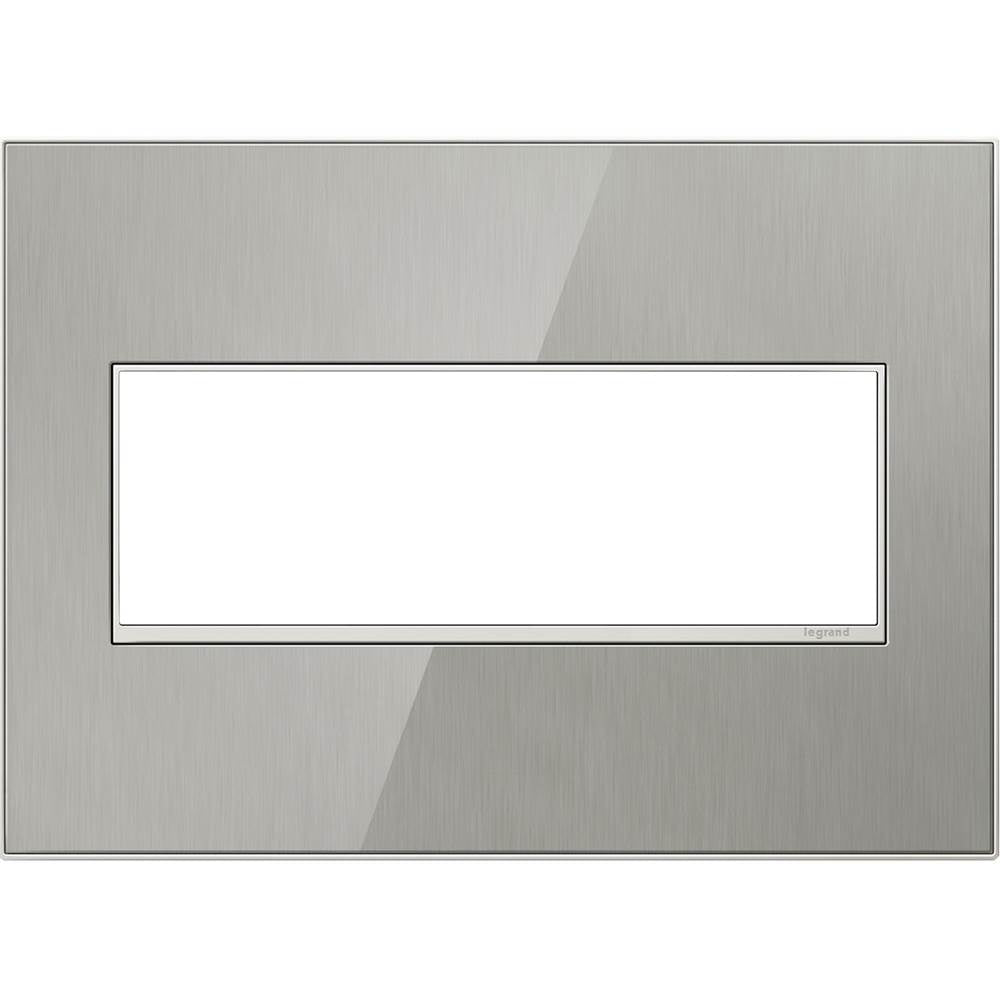 Legrand - Brushed Stainless, 3-Gang Wall Plate - Mirror Brushed Stainless