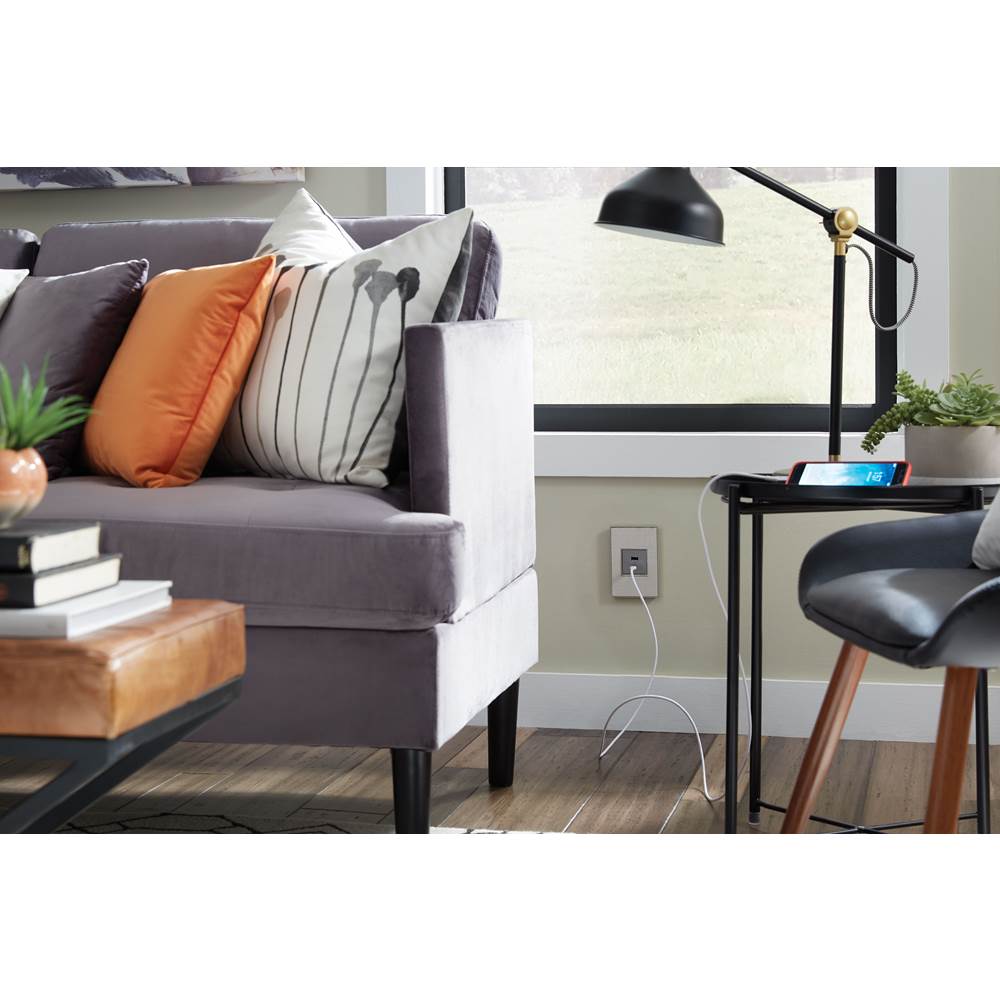 adorne Full-Size, Hybrid USB Outlet, A/C USB Outlet, Graphite