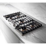 Gas Cooktop, 30'', Red LED Knob Accents, 19000 Btu RapidHeat Center Burner, 5 Sealed Burners and 3 Continuous Heavy-Duty Cast Iron Grates