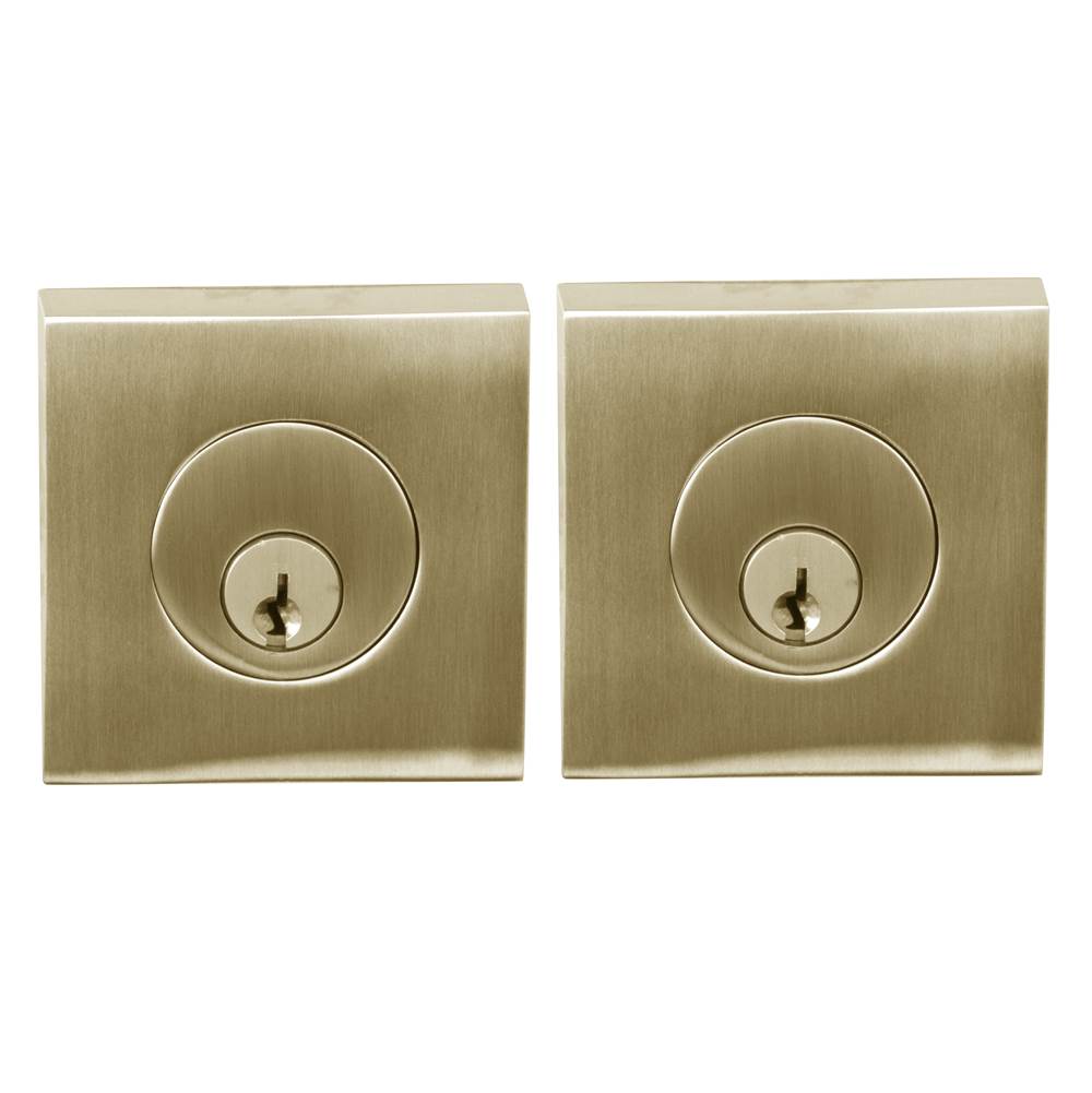 Linnea - Square Deadbolt Double Cylinder, Satin Brass - Satin Brass