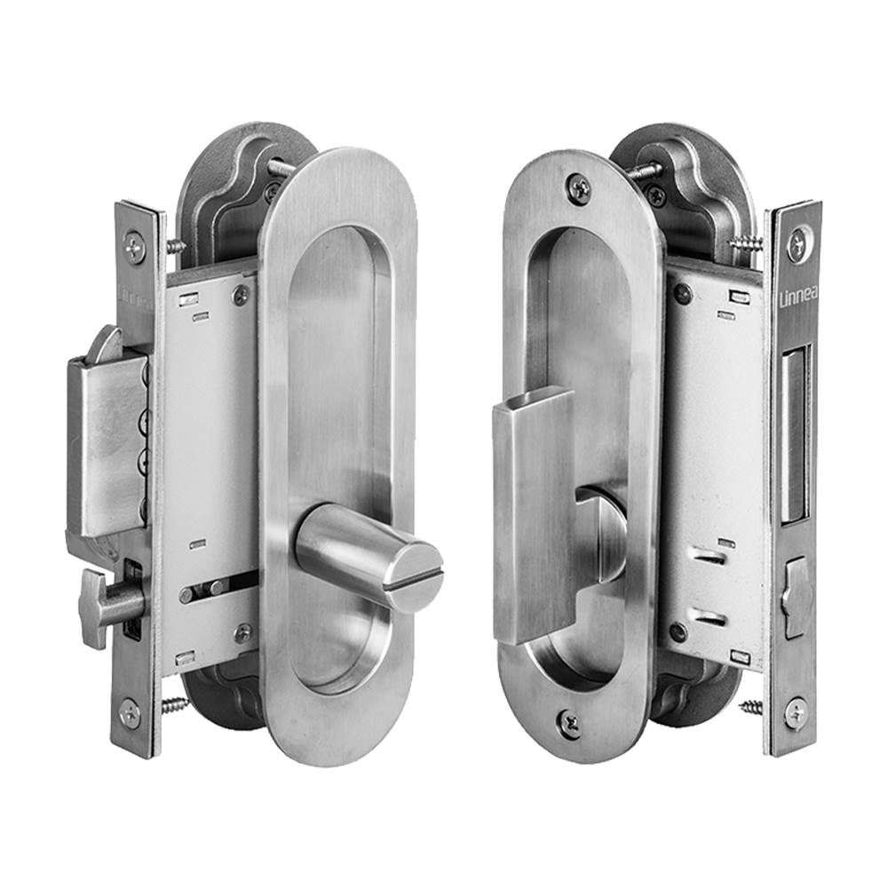 Linnea - Pocketdoor Lock, Polished Rose Gold - Polished Rose Gold