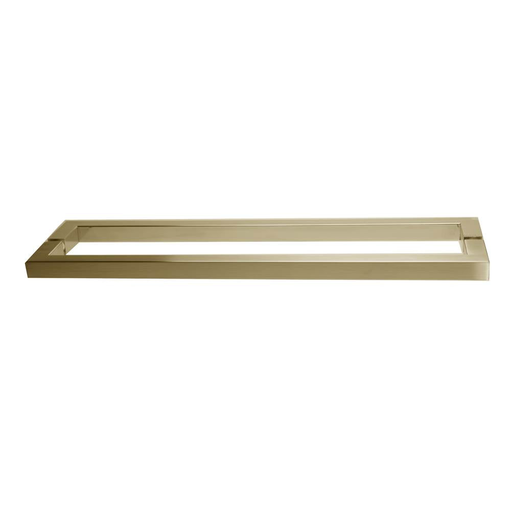 Linnea - Single Glass Mount Shower Door Pull (Includes Mounting Discs). 470mm Length, 450mm CTC. 20 X 20mm Section. 65mm Projection. 304 Stainless Steel. - Pvd Satin Brass