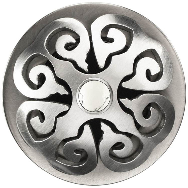 Linkasink - Hawaiian Quilt Grid Strainer - White Stone Screw, No Overflow - Satin Smooth Stainless Steel
