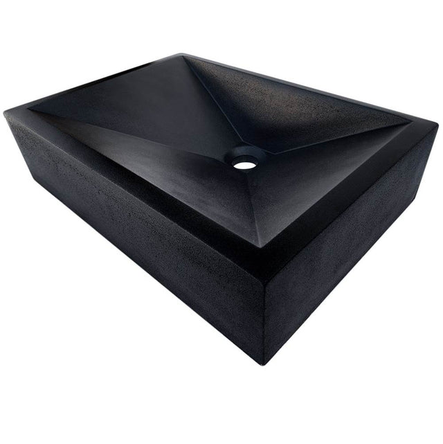 Linkasink - RIDER: Concrete Rectangle Sloped Sink - Black Concrete
