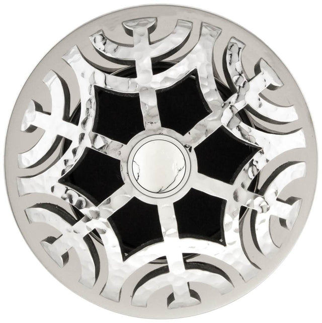 Linkasink - Maze Grid Strainer - Polished Hammered Finish..White Stone Screw, No Overflow - Polished Hammered Stainless Steel
