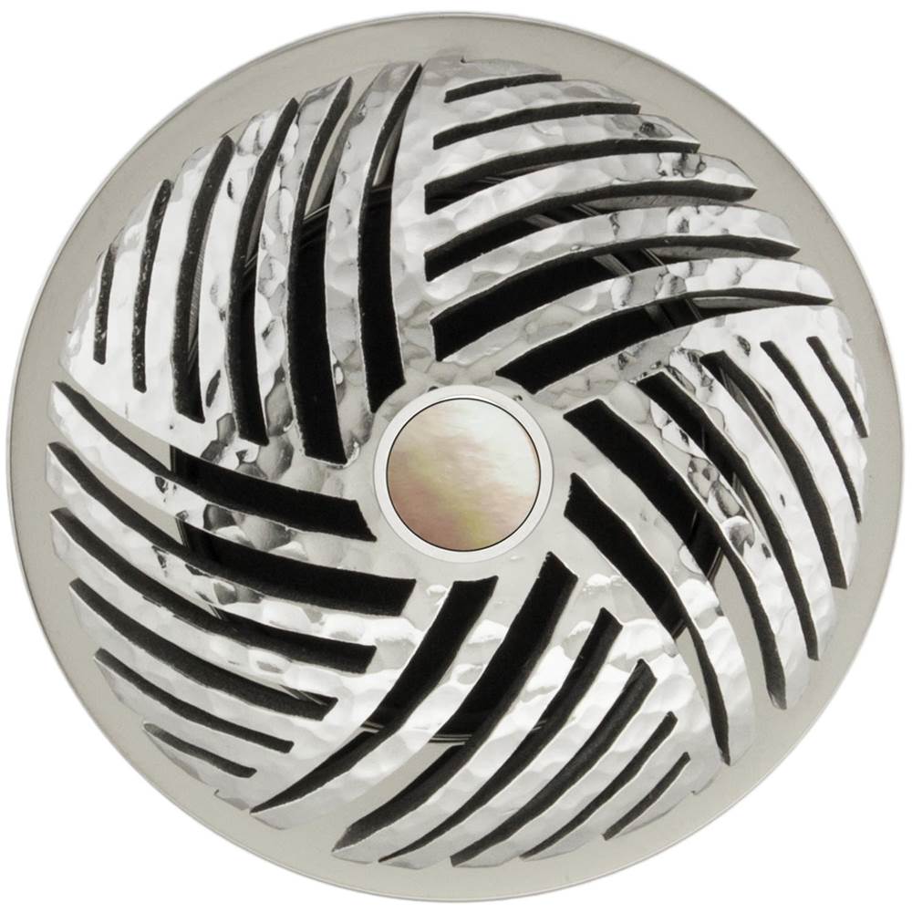 Linkasink - Herringbone Grid Strainer - White Stone Screw, No Overflow - Polished Hammered Stainless Steel