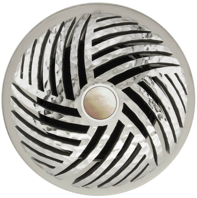 Linkasink - Herringbone Grid Strainer - White Stone Screw, No Overflow - Polished Hammered Stainless Steel