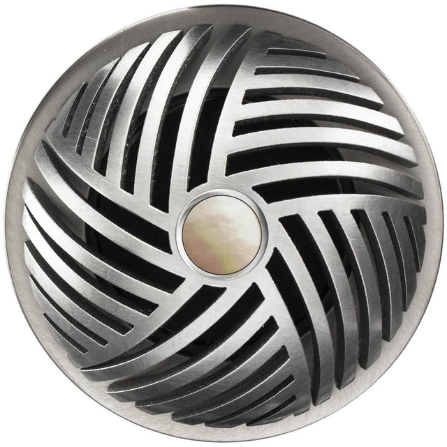 Linkasink - Herringbone Grid Strainer - White Stone Screw, With Overflow - Satin Smooth Stainless Steel