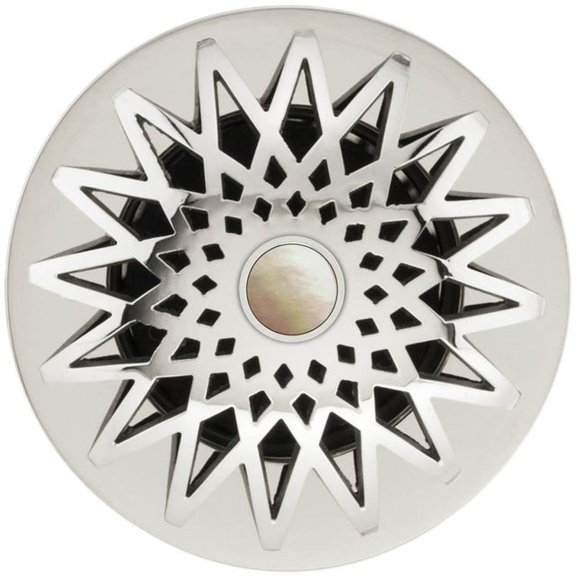Linkasink - Star Grid Strainer - White Stone Screw, No Overflow - Polished Smooth Stainless Steel