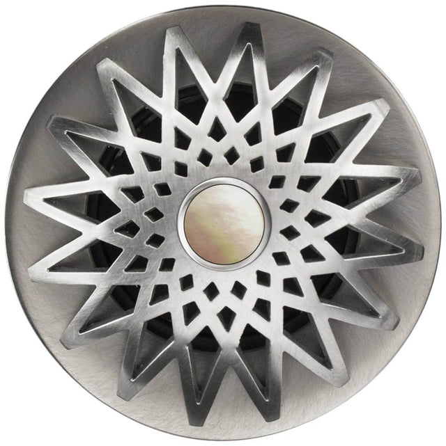 Linkasink - Star Grid Strainer - White Stone Screw, With Overflow - Satin Smooth Stainless Steel