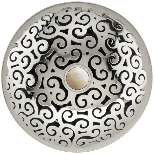 Linkasink - Swirl Grid Strainer - White Stone Screw, No Overflow - Polished Smooth Stainless Steel