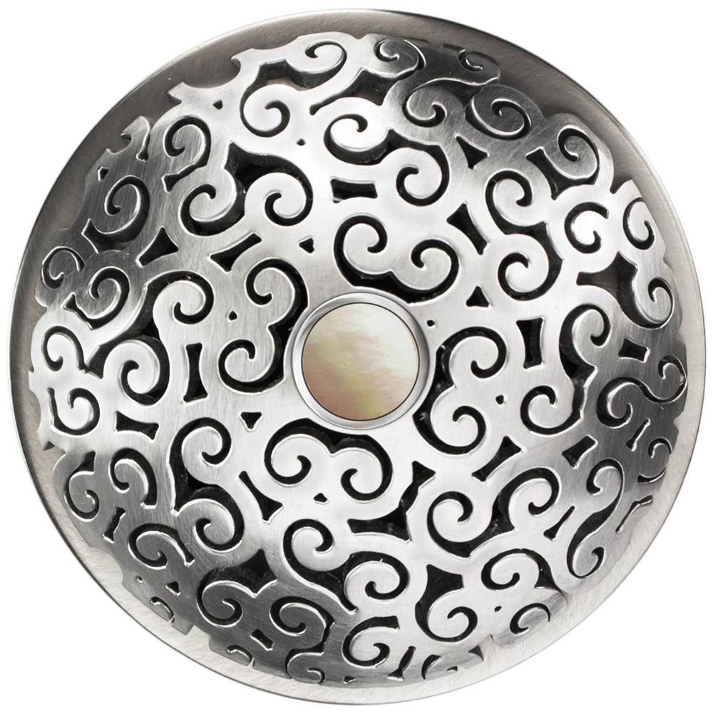 Linkasink - Swirl Grid Strainer - White Stone Screw, No overflow - Satin Smooth Stainless Steel