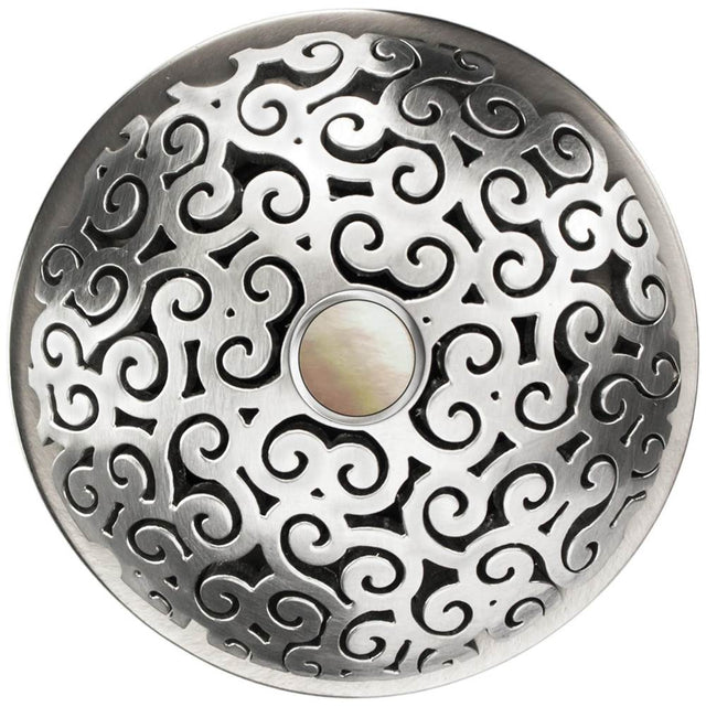 Linkasink - Swirl Grid Strainer - White Stone Screw, No overflow - Satin Smooth Stainless Steel