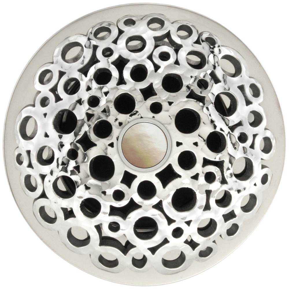 Linkasink - Loop Grid Strainer - White Stone Screw, With Overflow - Polished Hammered Stainless Steel