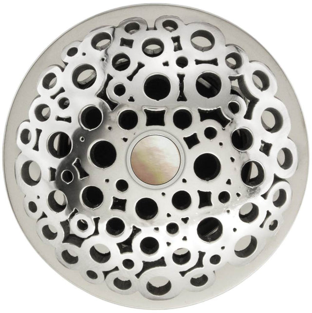 Linkasink - Loop Grid Strainer - White Stone Screw, With Overflow - Polished Smooth Stainless Steel