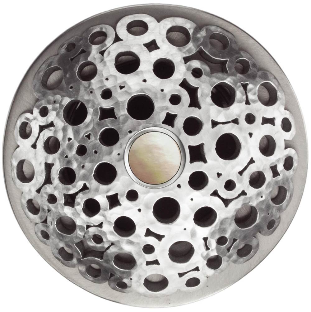 Linkasink - Loop Grid Strainer - White Stone Screw, No Overflow - Satin Hammered Stainless Steel