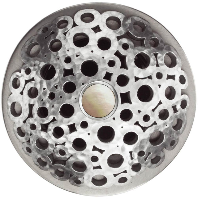 Linkasink - Loop Grid Strainer - White Stone Screw, No Overflow - Satin Hammered Stainless Steel
