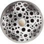 Linkasink - Loop Grid Strainer - White Stone Screw, With Overflow - Satin Hammered Stainless Steel