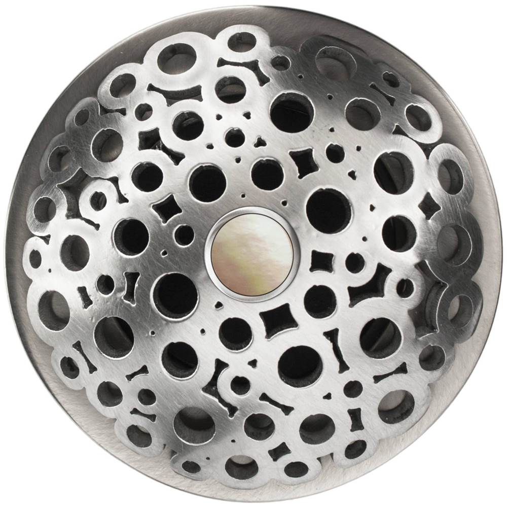 Linkasink - Loop Grid Strainer - White Stone Screw, With Overflow - Satin Smooth Stainless Steel