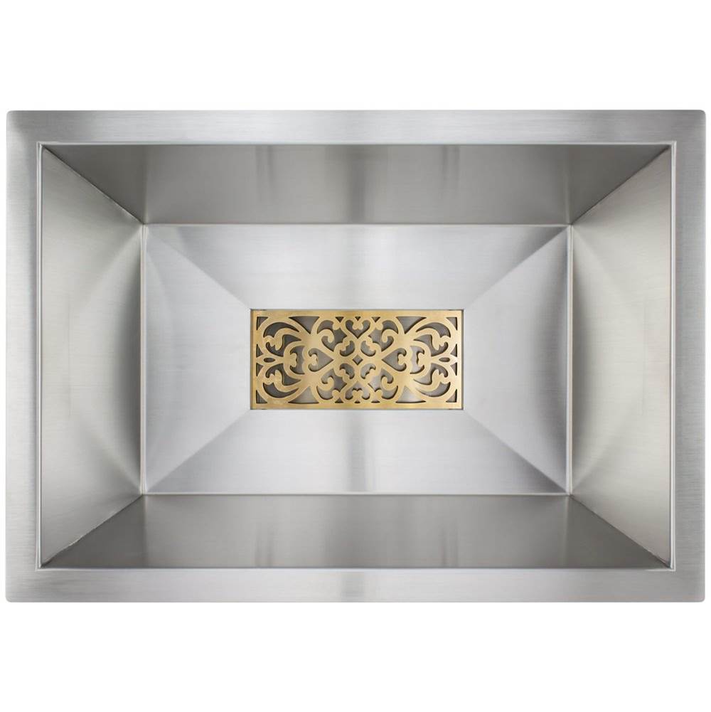 Linkasink - Medium Filigree Grate - Satin Unlacquered Brass