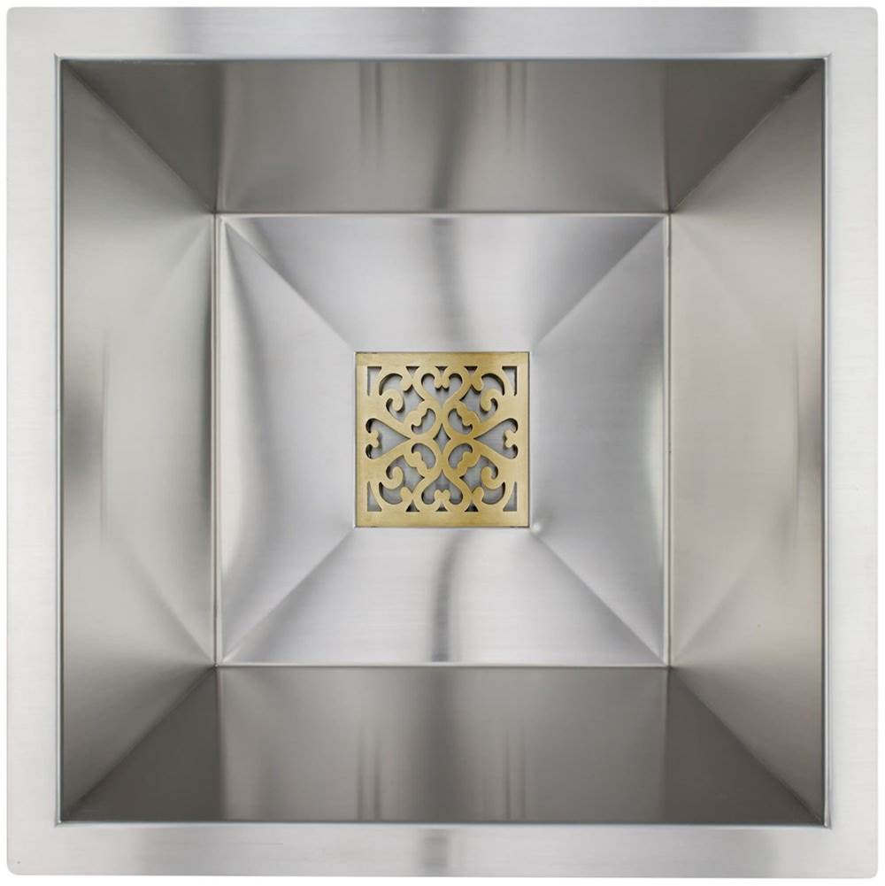Linkasink - Small Filigree Grate - Satin Unlacquered Brass