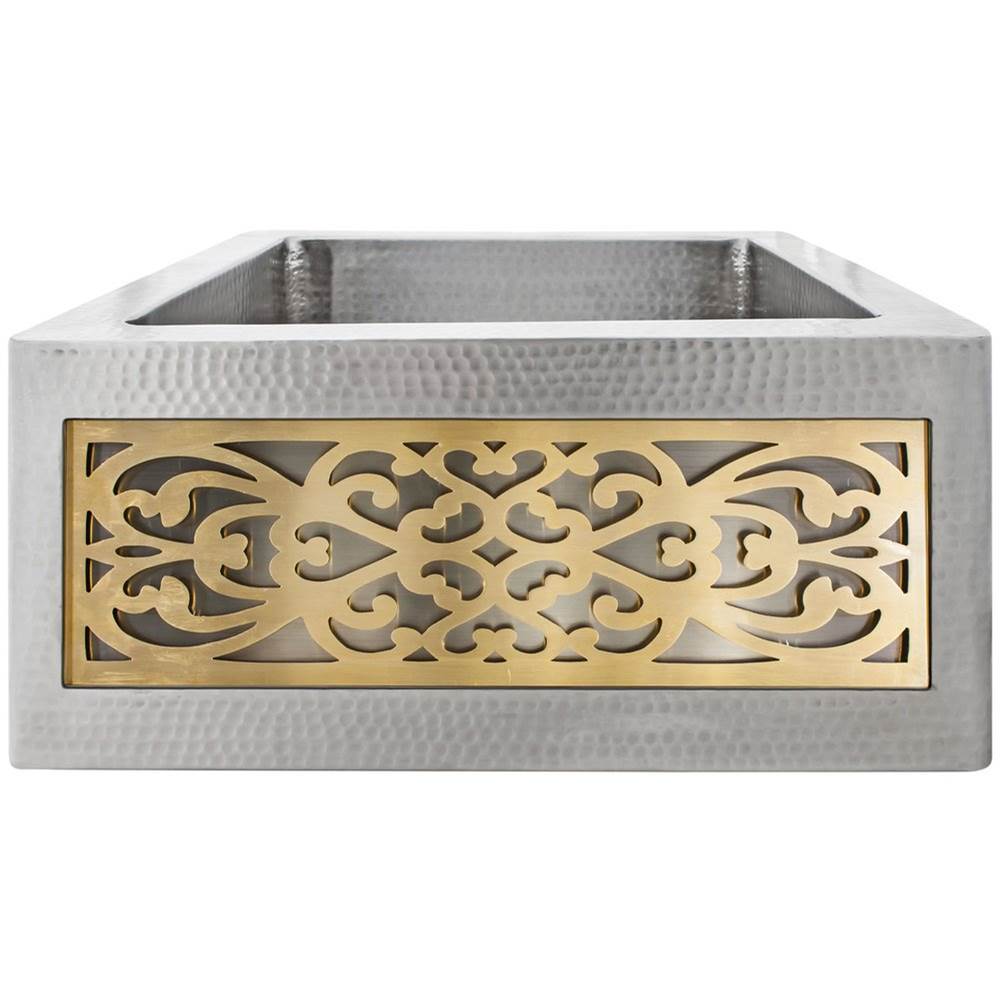 Linkasink - Panel  Small - Filigree - Satin Unlacquered Brass - Satin Unlacquered Brass