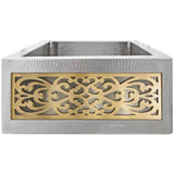 Linkasink - Panel  Small - Filigree - Satin Unlacquered Brass - Satin Unlacquered Brass