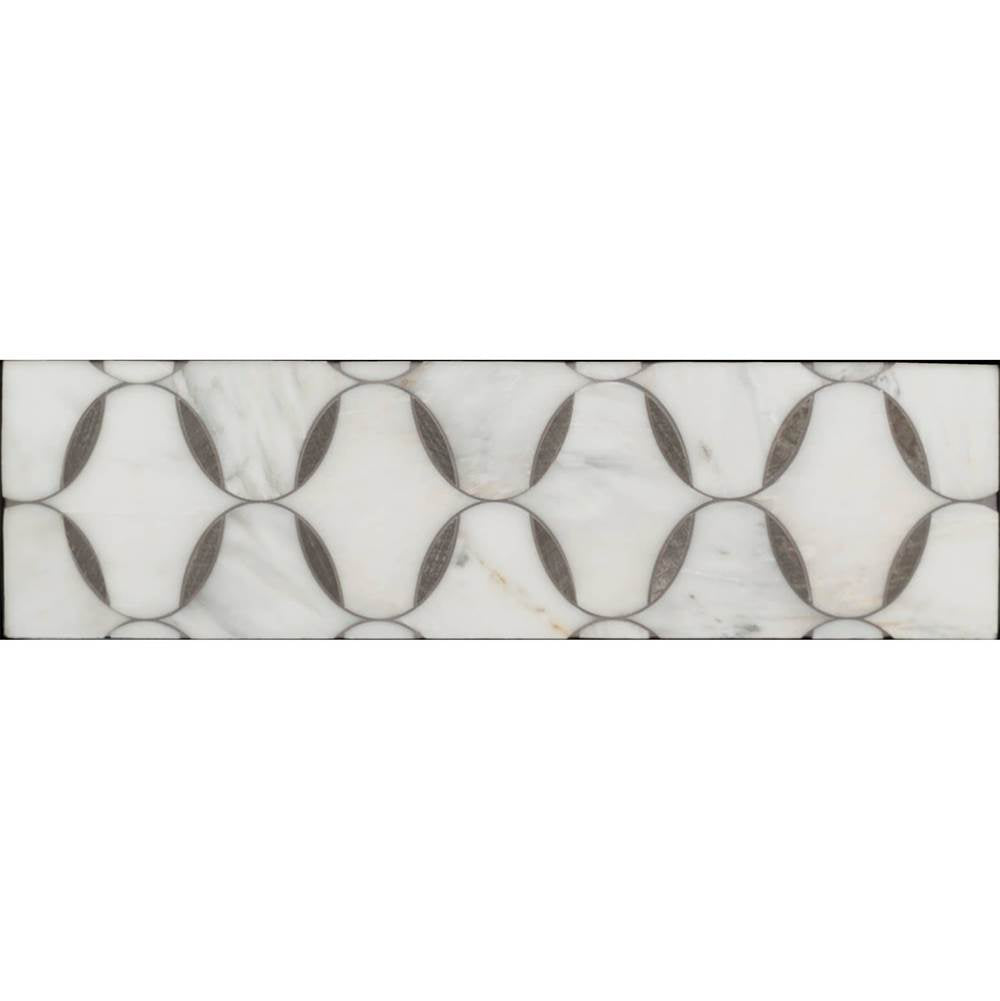 Linkasink - Panel - Marble Ovals - Not Removable - White with Gray Veining Marble