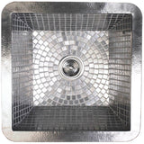Linkasink - Hammered Stainless Steel - Drop-In Small Square w/ Stainless Steel Mosaic Interior - Stainless Steel