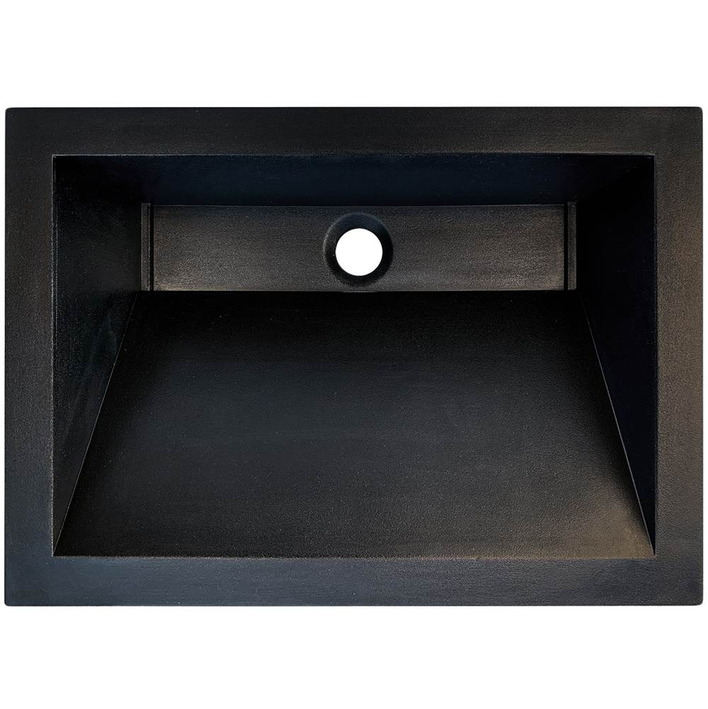 Linkasink - HENRY: Concrete Rectangle Sloped with Grate Recess Sink - Black Concrete