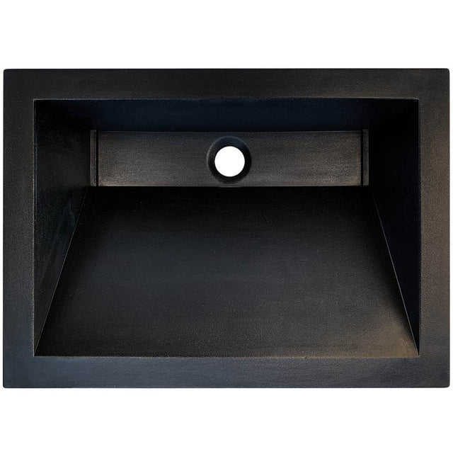 Linkasink - HENRY: Concrete Rectangle Sloped with Grate Recess Sink - Black Concrete