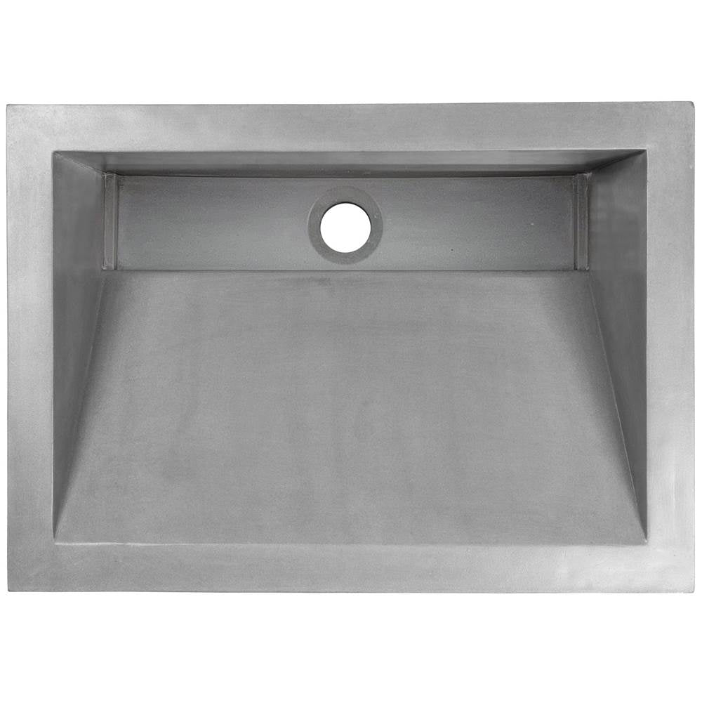 Linkasink - HENRY: Concrete Rectangle Sloped with Grate Recess Sink - Gray Concrete