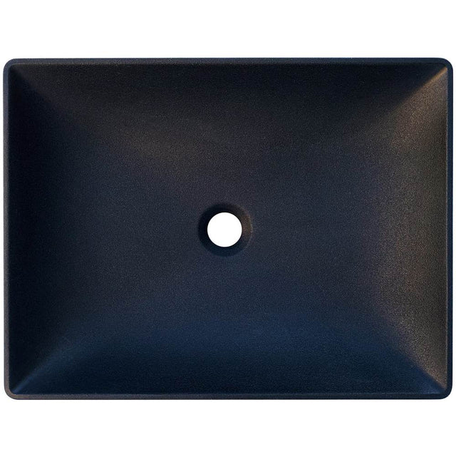 Linkasink - LILY: Concrete Rectangle Semi-Recessed Vessel Sink - Black Concrete