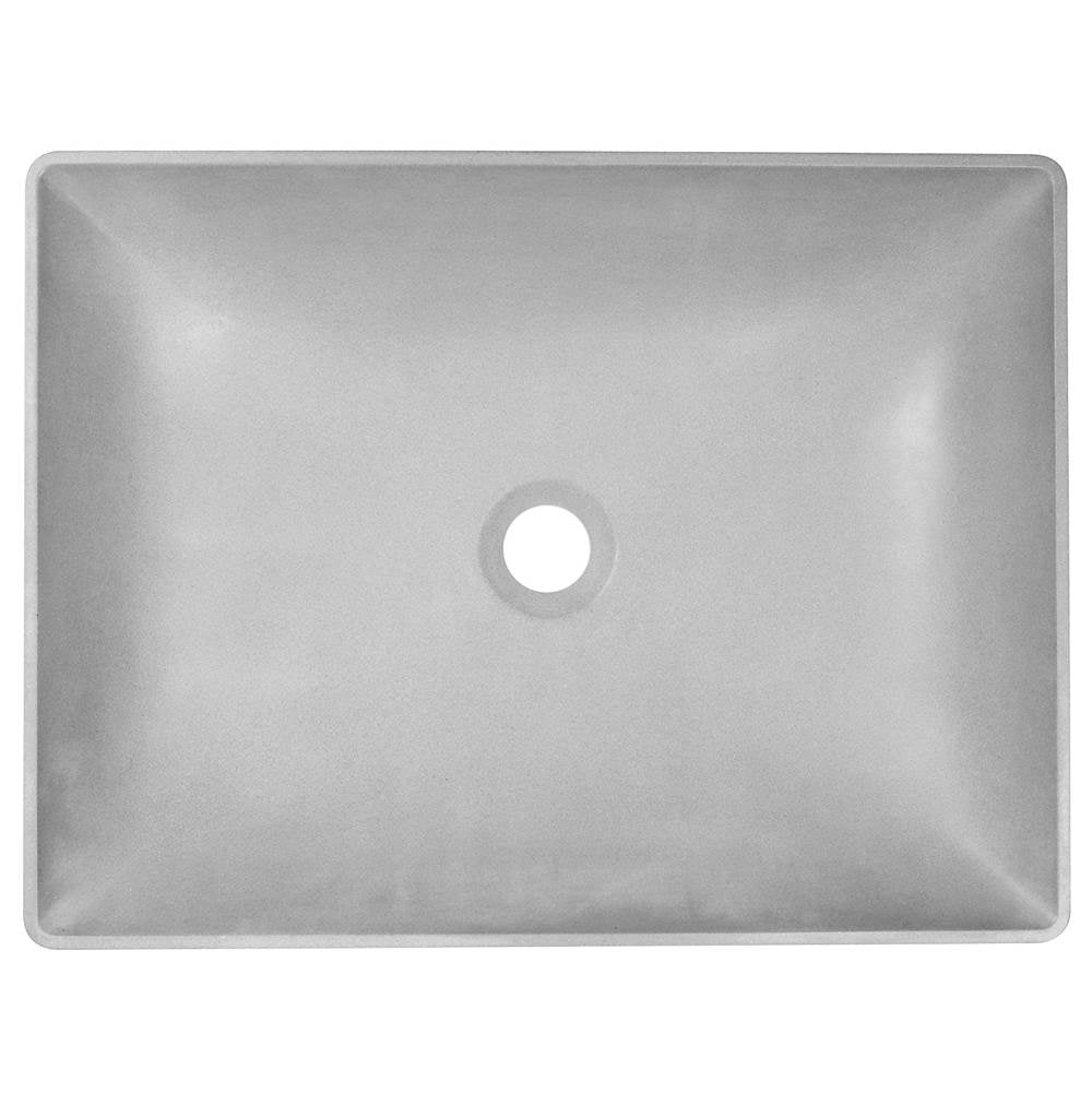 Linkasink - LILY: Concrete Rectangle Semi-Recessed Vessel Sink - Gray Concrete