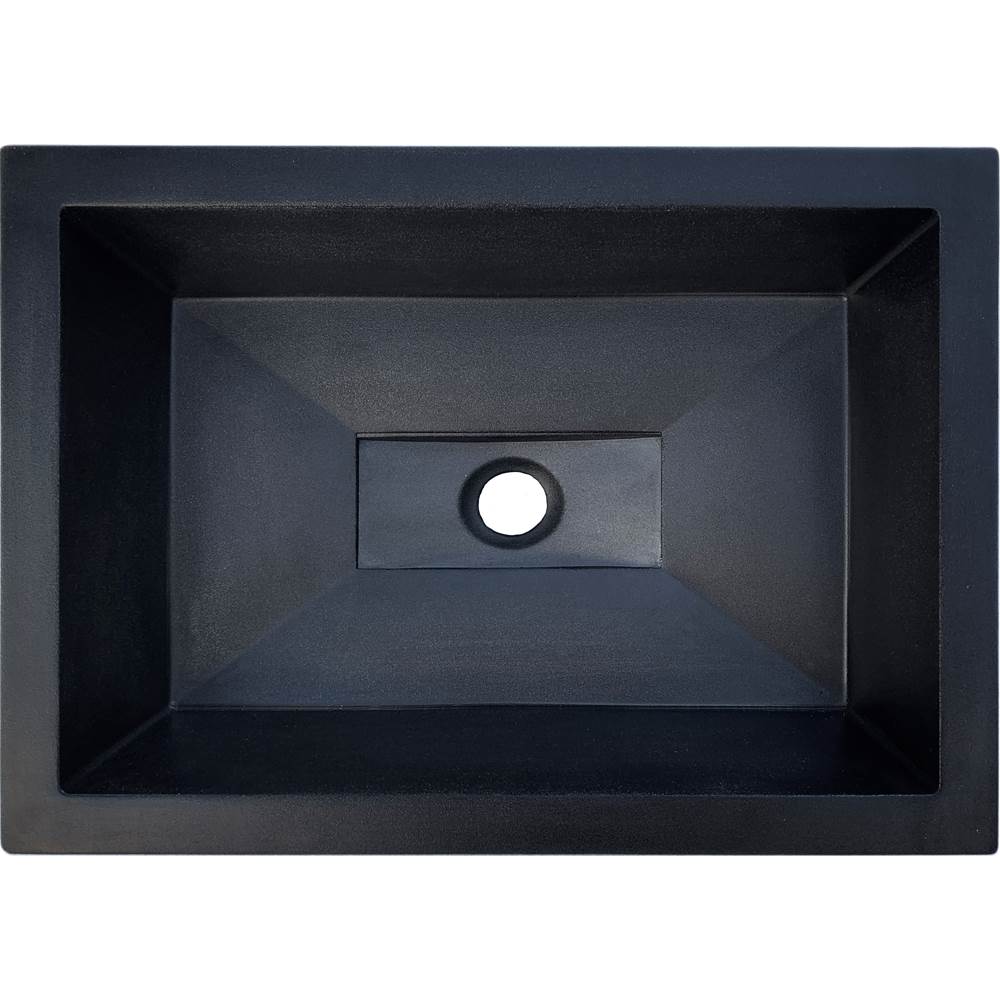 Linkasink - OLIVER: Concrete Rectangle Sink with Grate Recess - Black Concrete