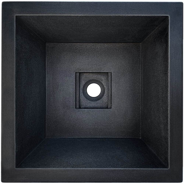 Linkasink - ARLO: Concrete Square Sink with Grate Recess - Black Concrete