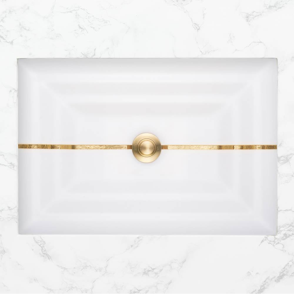 Linkasink - AG01 STRIPE - White Glass with Brass accent