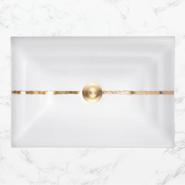 Linkasink - AG02 RIVER - White Glass with Brass accent