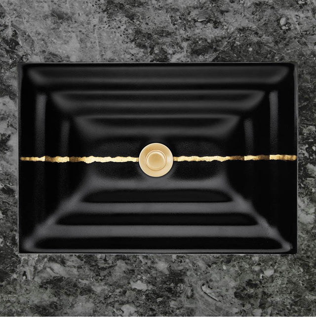Linkasink - AG02 RIVER - Black Glass with Brass accent
